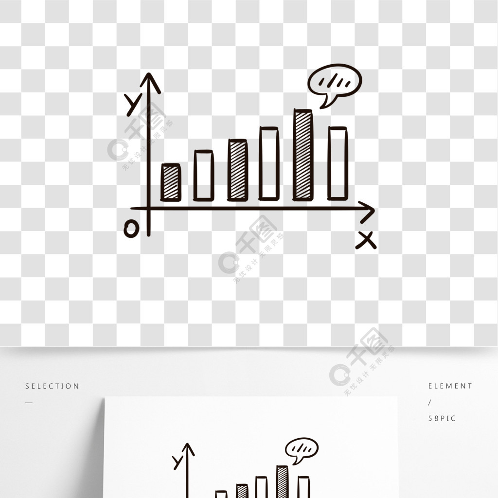 線性增長趨勢圖q版簡筆手繪線條