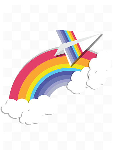 纸飞机和彩虹免抠png素材