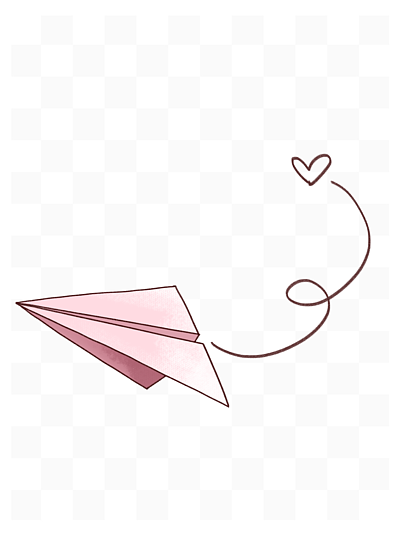 创意粉色手绘纸飞机 i
