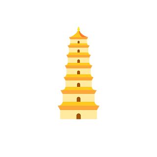 黄色的大雁塔建筑插画
