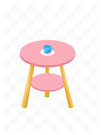 5d粉色咖啡桌子28616813卡通手绘桌子上的一盆植物可商用元素16873817