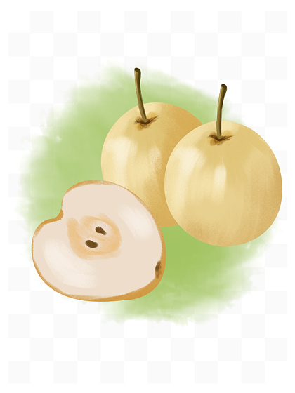 卡通手绘惊蛰应季水果之三个黄鸭梨