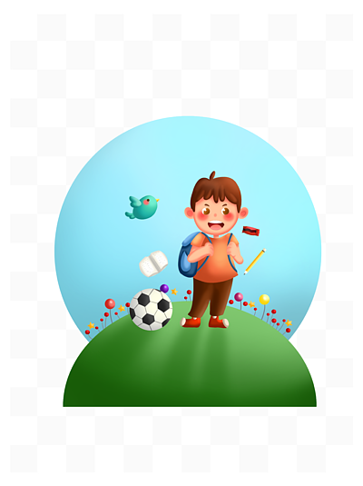 3824春夏校园卡通儿童足球运动素材3833儿童专业组