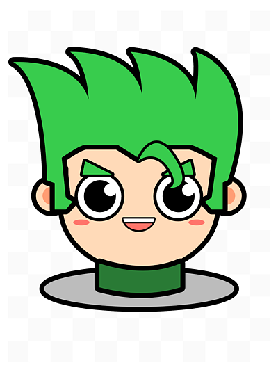 原谅色头发爆炸头男生卡通可爱角色绿帽