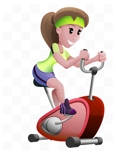 卡通女孩动感单车健身