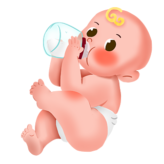 婴儿宝宝喝奶卡通手绘插画