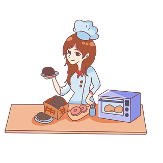 做烘焙的女厨师插画