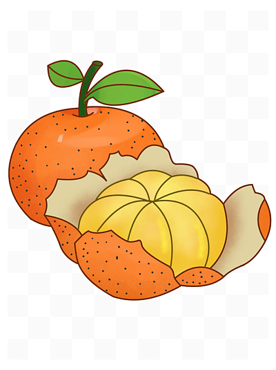 51成熟的果实柑橘插画522橙色水果与叶子的水彩无缝图案