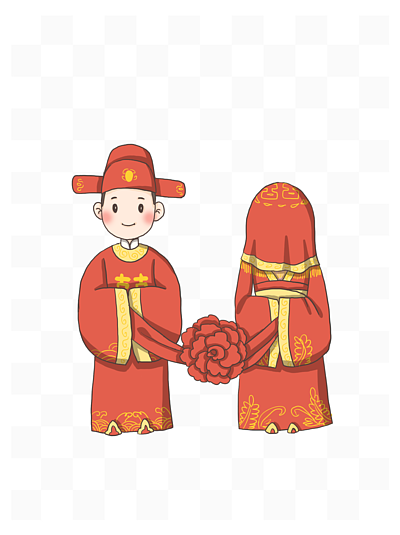 新人png1273浪漫中式婚礼手绘卡通插画720中国结大红结喜结福结233