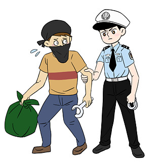 卡通警察捉小偷图片