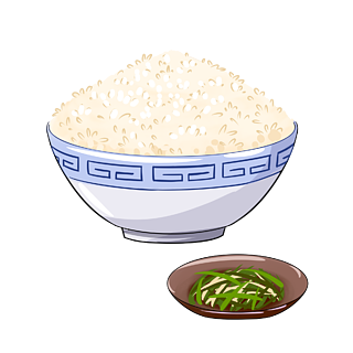手绘热腾腾的大米饭插画