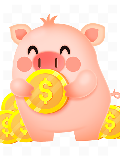 猪吉祥如意恭喜发财拜年卡通手绘415152019新年猪之招财捧元宝拿如意