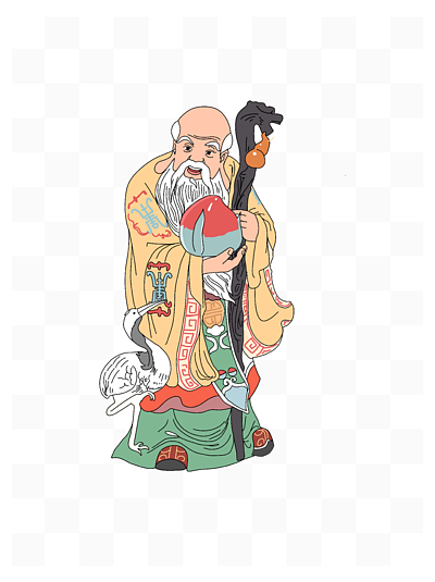 模型5148中国神话人物福禄寿三星之寿星卡通手绘元素1400用于已完成