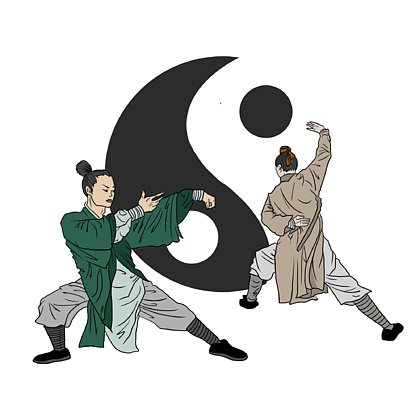 太极拳中国风中国武术手绘小插图