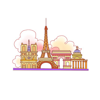 法国纸飞机卡通手绘49912191259灰色的巴黎铁塔建筑281259529巴黎铁塔