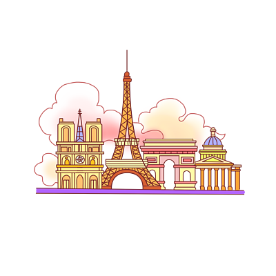 城市地标法国巴黎铁塔凯旋门圣母院png建筑