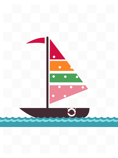 57彩色可爱卡通小帆船555手绘油画感可爱帆船500可爱的鲸鱼和帆船的