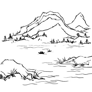 山和水的简笔画图片