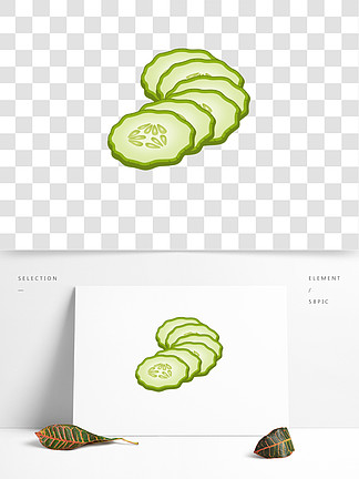 火锅节绿色写实小清新蔬菜黄瓜片png高清素材