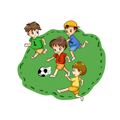 三个小朋友踢足球图片