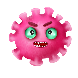 玫红色病毒细菌插画