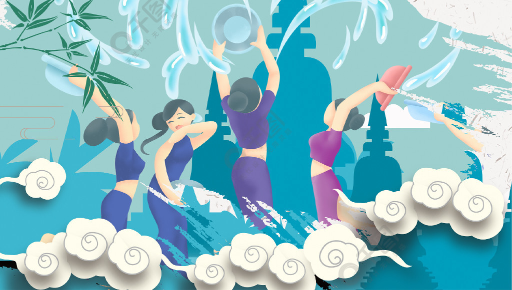 创意泼水节傣族旅游海报