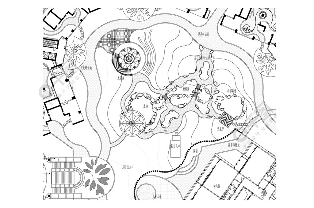 園林景觀規劃cad平面圖設計圖免費下載_dwg格式_編號34372469-千圖網