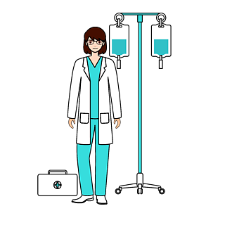 醫生護士卡通人物形象女孩醫療輸液原創ai