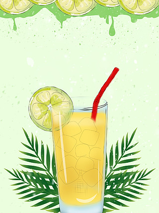 夏日饮品降暑水果背景海报免费下载