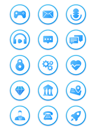 蓝色手机app多功能常用图标