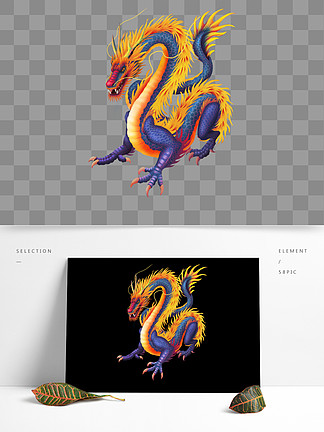 可商用高清手绘中国风国潮龙子负屃