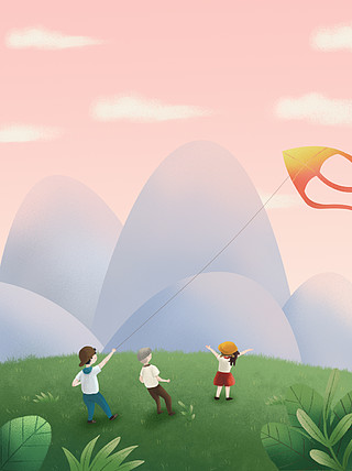 儿童节郊游郊外游玩玩游戏放风筝背景