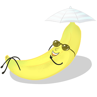 香蕉拟人晒太阳戴墨镜卡通元素