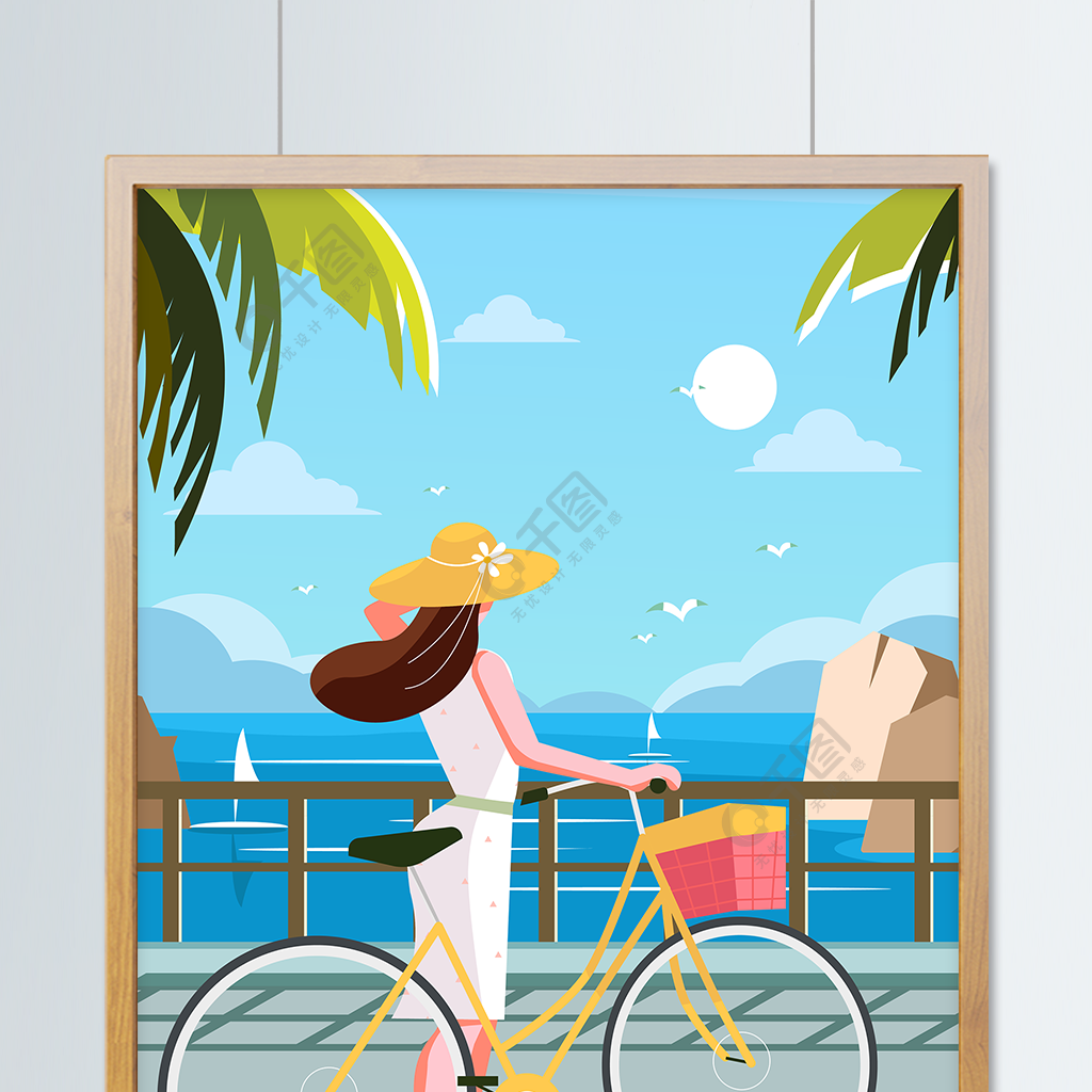 海边自行车头像图片