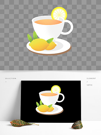 手繪小清新檸檬茶設計元素