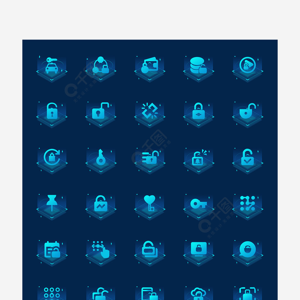 科技感解鎖icon設計模板免費下載_psd格式_2048像素_編號34884052-千