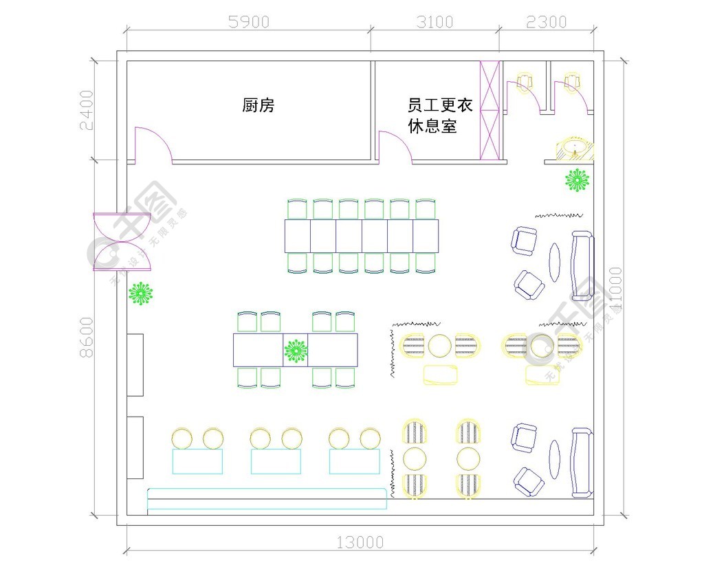 咖啡厅平面布置图