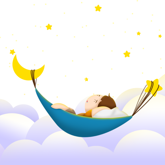 手绘卡通可爱睡觉小孩星星月亮动态图gif