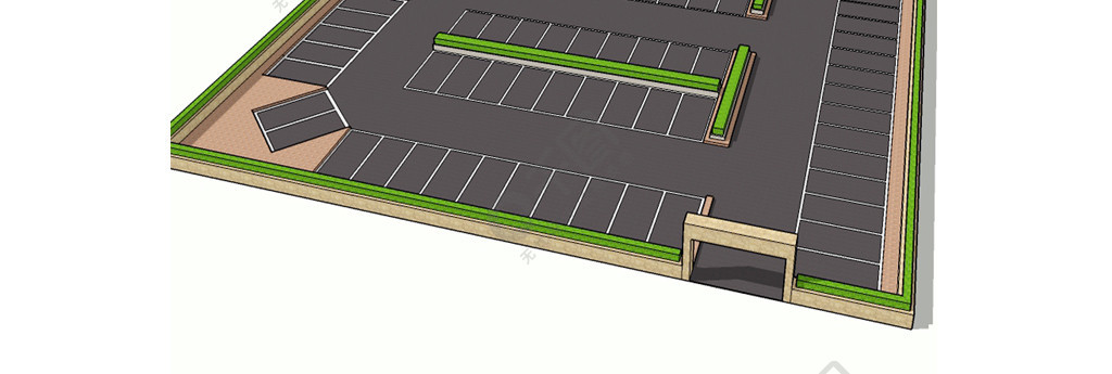 户外停车场效果图设计图免费下载_skp格式_编号35031390-千图网
