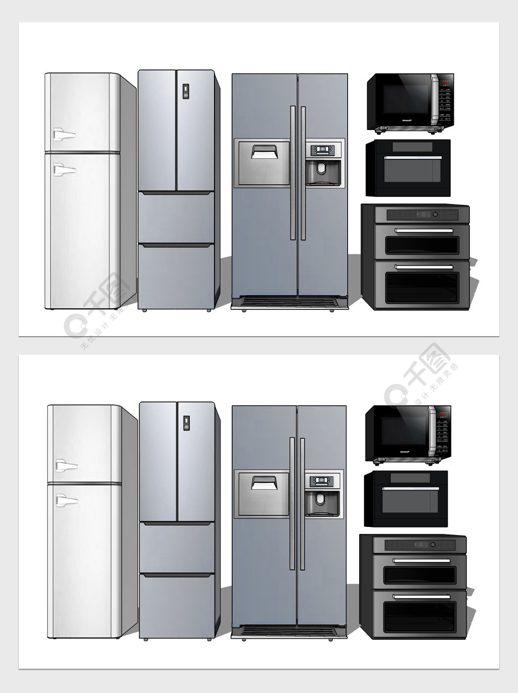 家用电器冰箱烤箱微波炉模板免费下载_skp