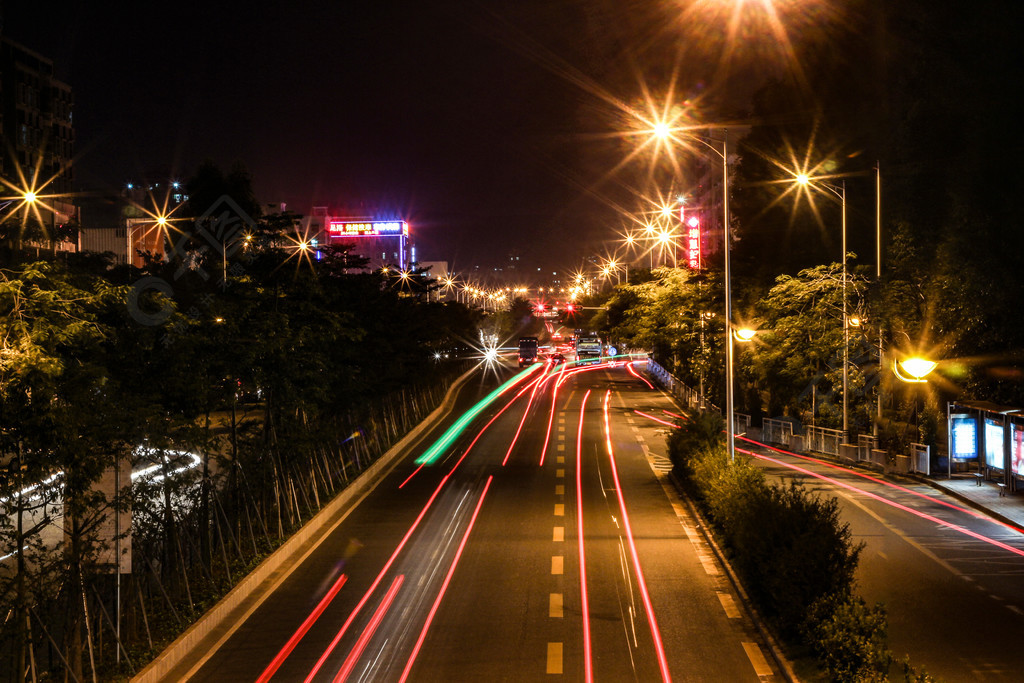 深圳夜景街景五和大道夜景圖