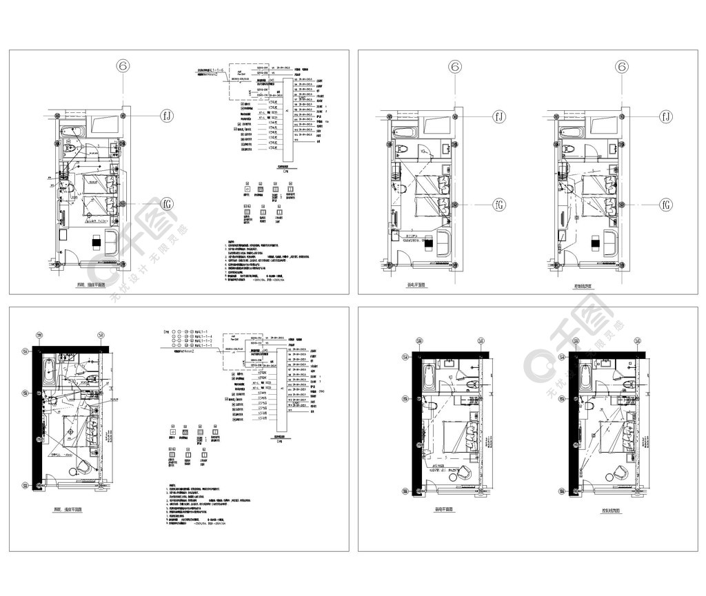 酒店客房裝修cad電氣圖紙1設計圖免費下載_dwg格式_編號35167684-千圖