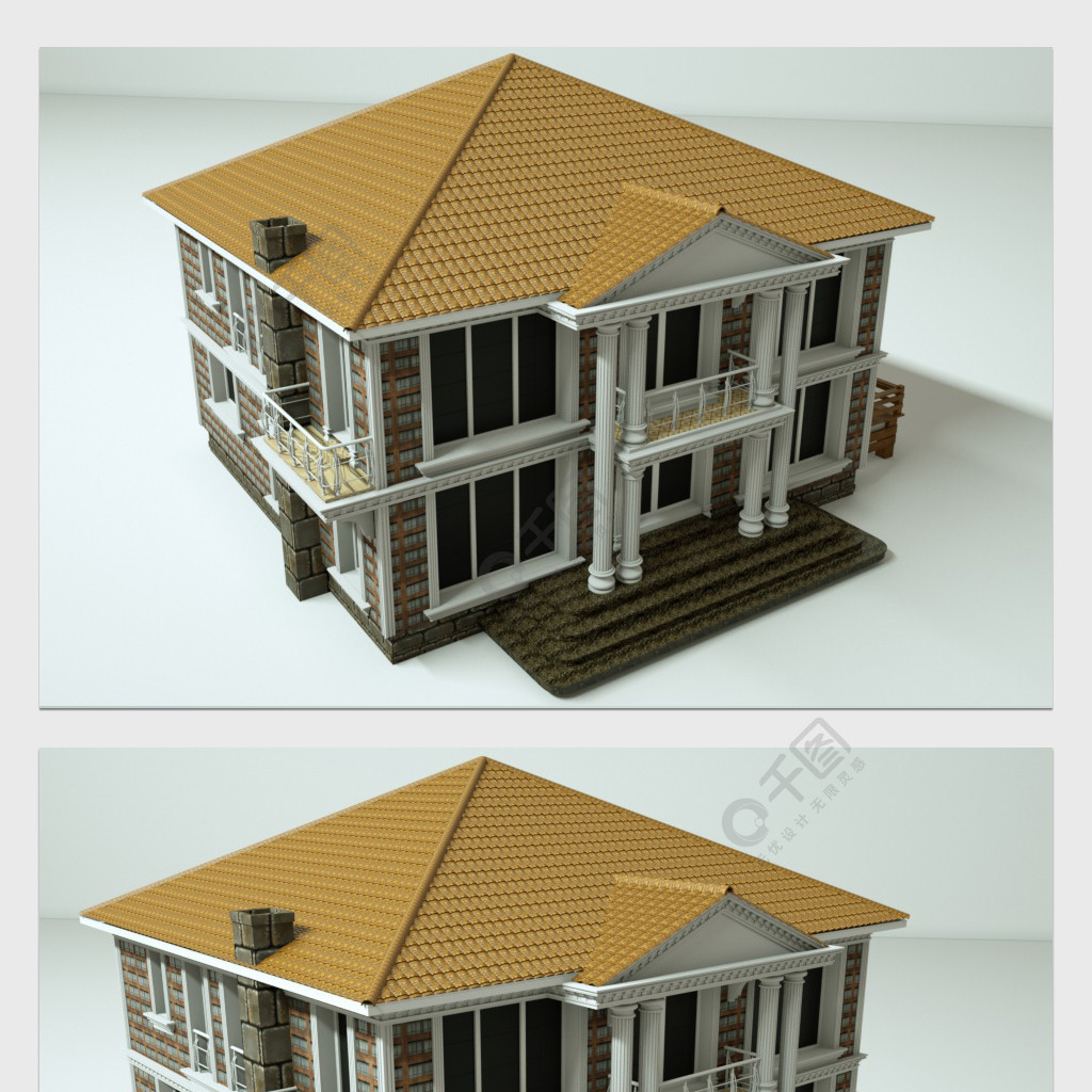 3d二层别墅模型建模