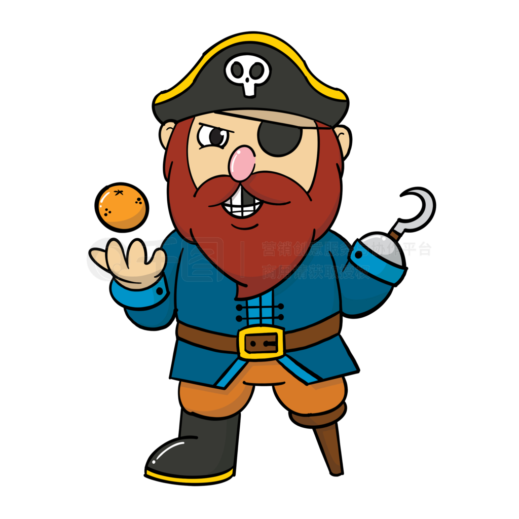 cs6交流群:标签png素材大胡子海盗勾手海盗海盗帽橘子海盗卡通海报