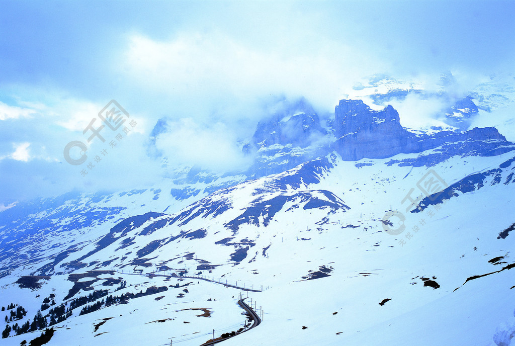 山雪冰川高山景觀邊坡冬天冰山範圍峰值天空提升冷高自然海拔地質形成