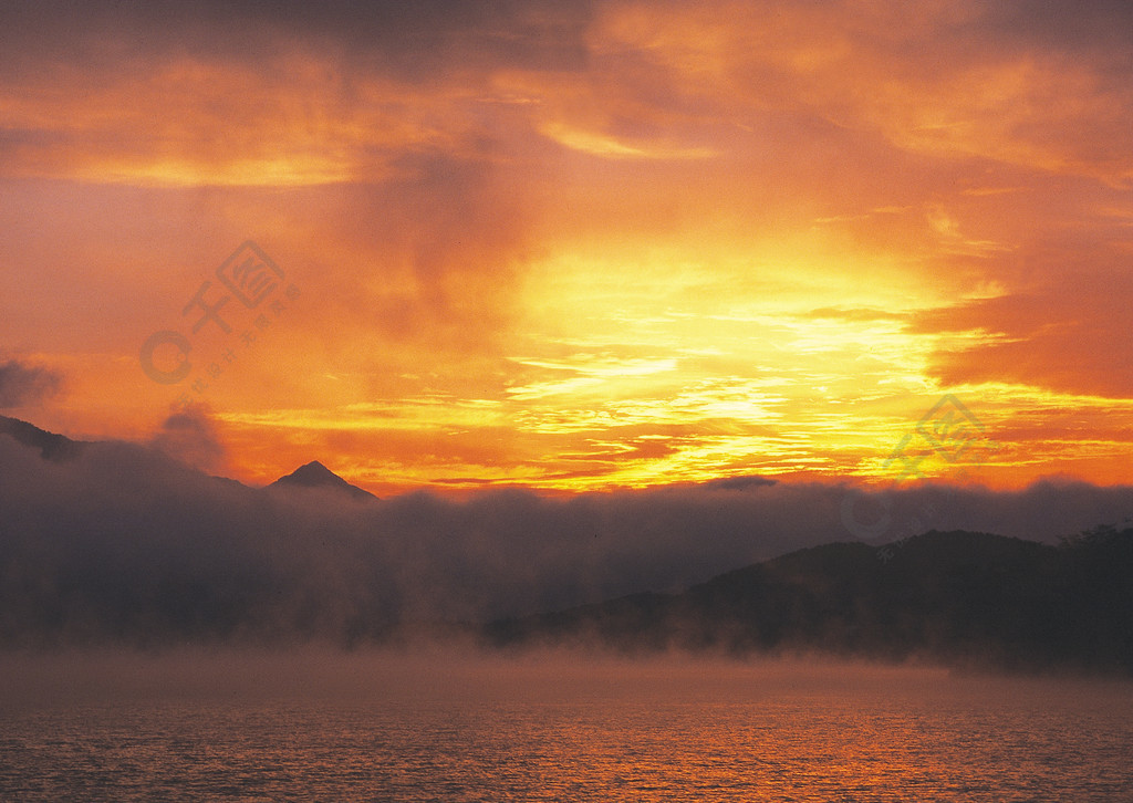 天空在戶外日落髮光太陽黑暗輪廓樹視圖風景光之城晚上河雲