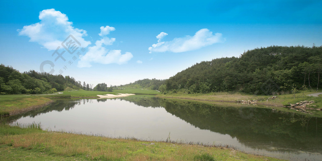 森林河流水體沼澤草坪土地樹反射夏季溼地池塘旅遊公園環境山樹木風景