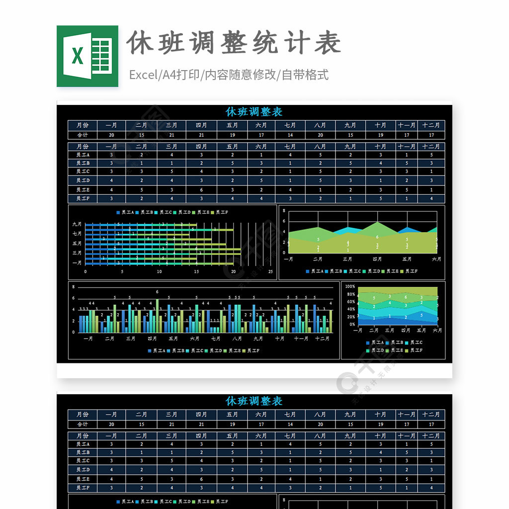 休班调整统计表excel模板