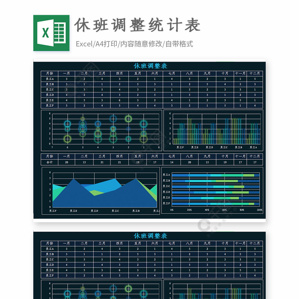 休班调整统计表excel模板