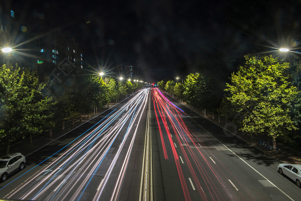 城市道路夜景慢門實拍